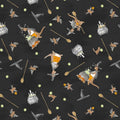 Haunted Acre Wood Witches Roos Black Fabric - 9137-99