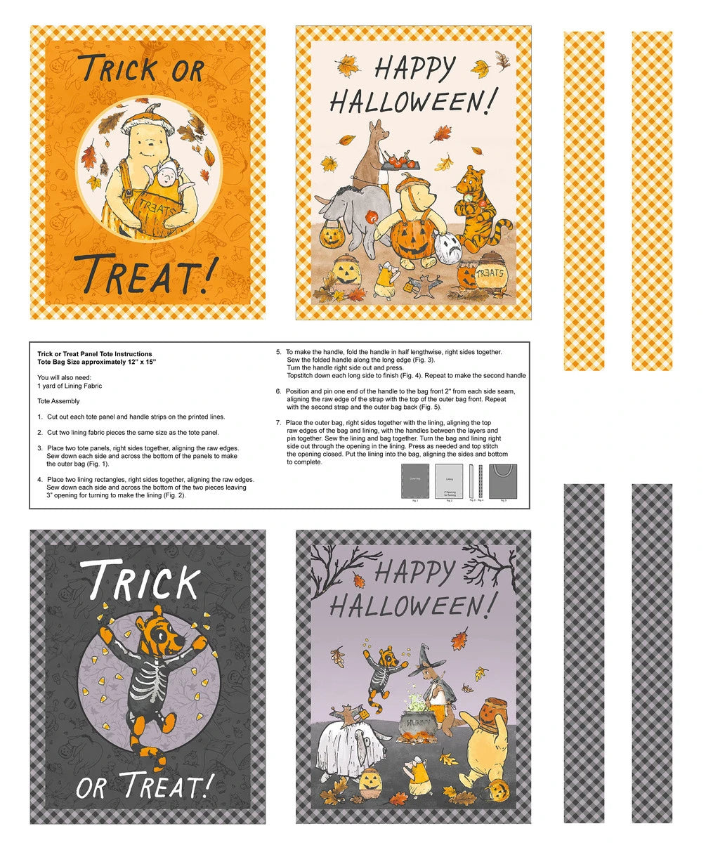 Haunted Acre Wood 36 Inch Trick or Treat Bags Fabric Panel - 9141P-35