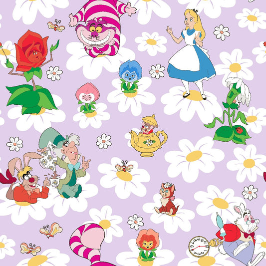 Disney Alice and Friends Among Daisies Pink - By the yard