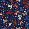 American Freedom Liberty Bell Blue Fabric