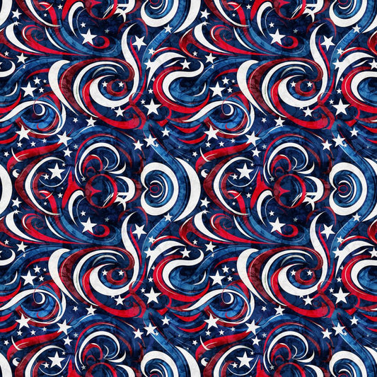 American Freedom Swirls Multi Fabric - By the yard