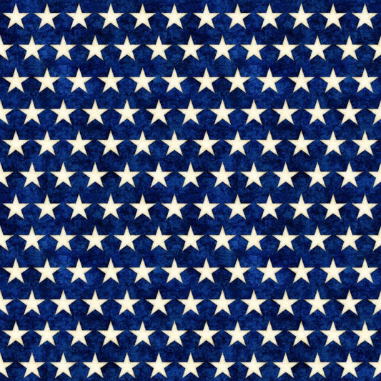 American Freedom Star Row Blue Fabric - By the yard