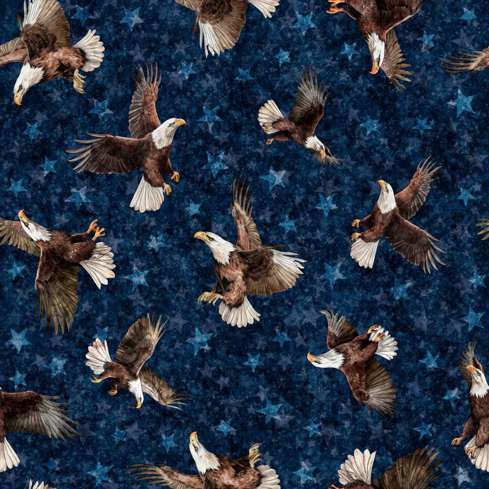 American Freedom Eagle Flight Blue Fabric - By the yard