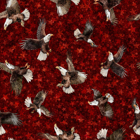 American Freedom Eagle Flight Red Fabric - By the yard