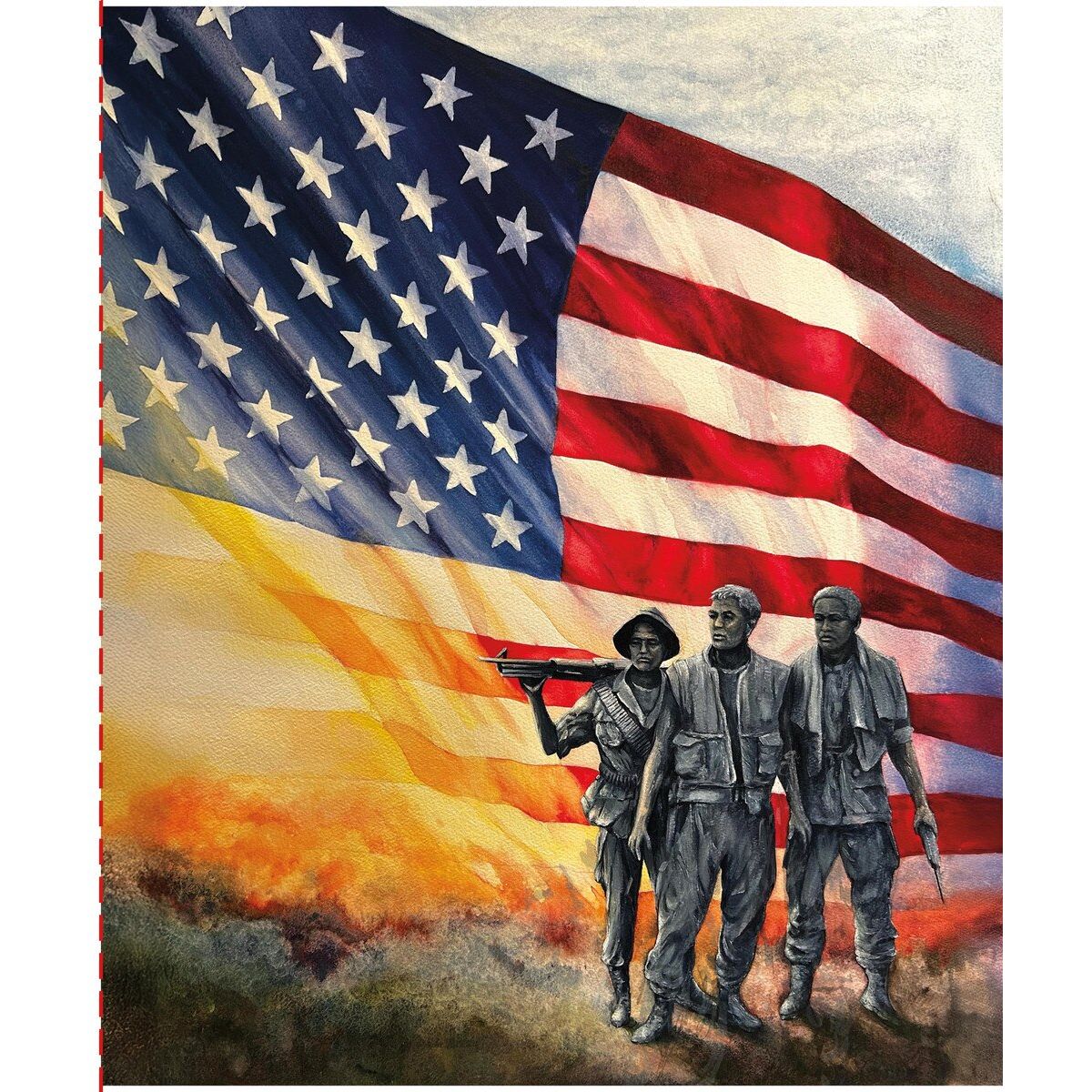 American Honor The Three Soldiers Fabric Panel