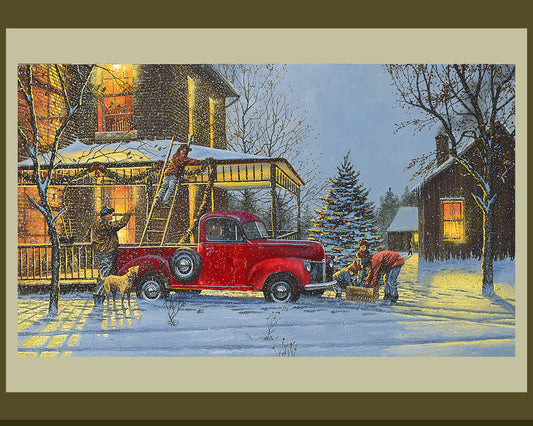 An Old Fashion Christmas Fabric Panel