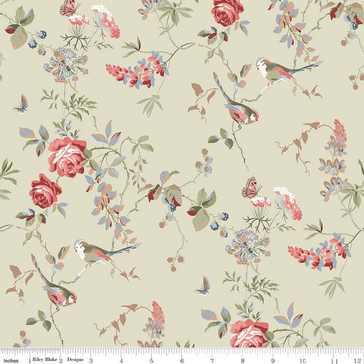 Anne of Green Gables Floral Sage Fabric - By the yard
