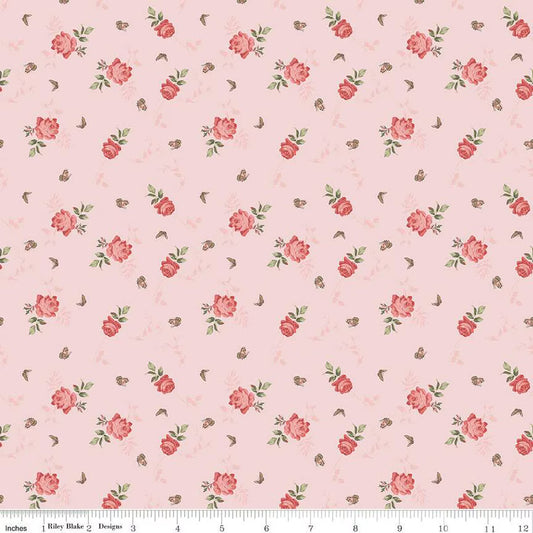 Anne of Green Gables Roses Pink Fabric - By the yard