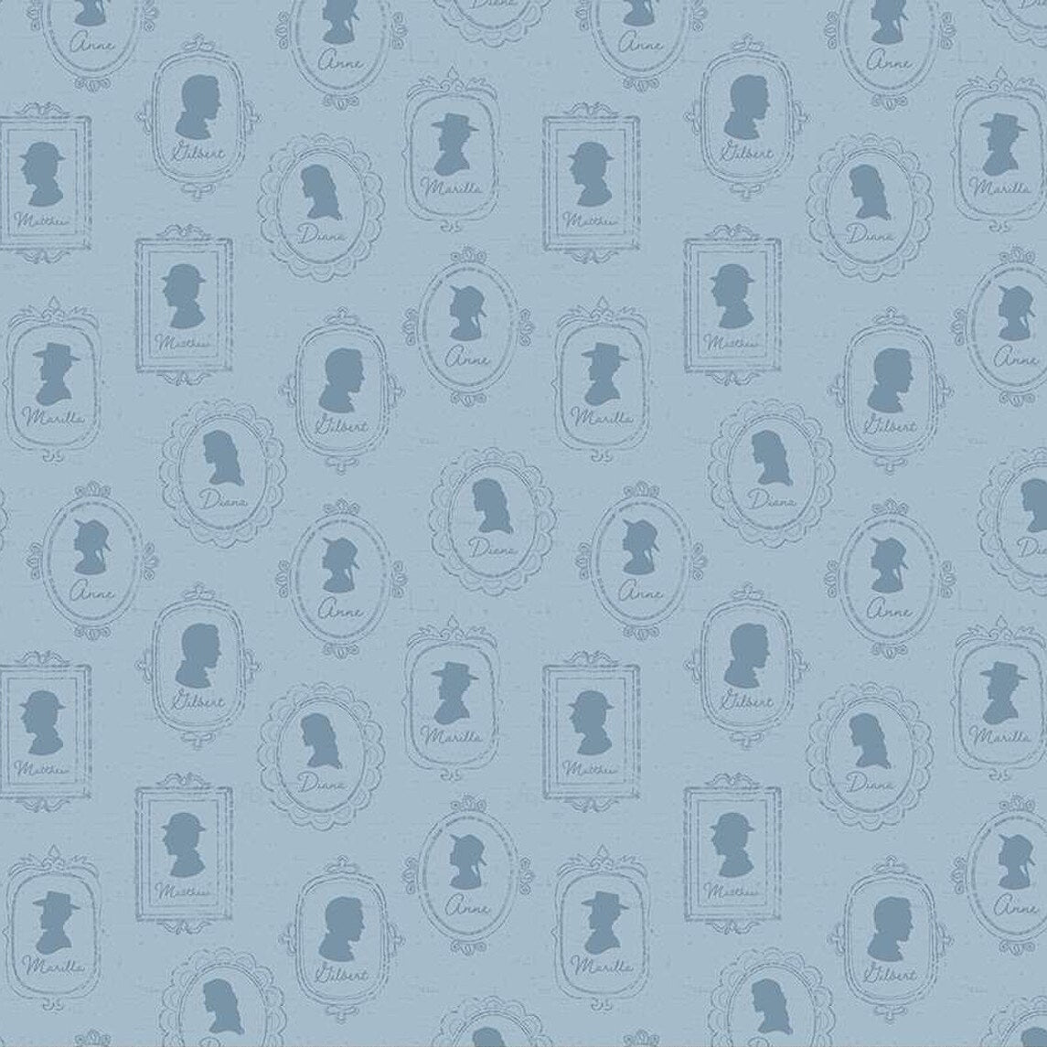 Anne of Green Gables Silhouettes Blue Fabric - By the yard