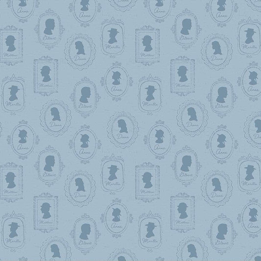 Anne of Green Gables Silhouettes Blue Fabric - By the yard