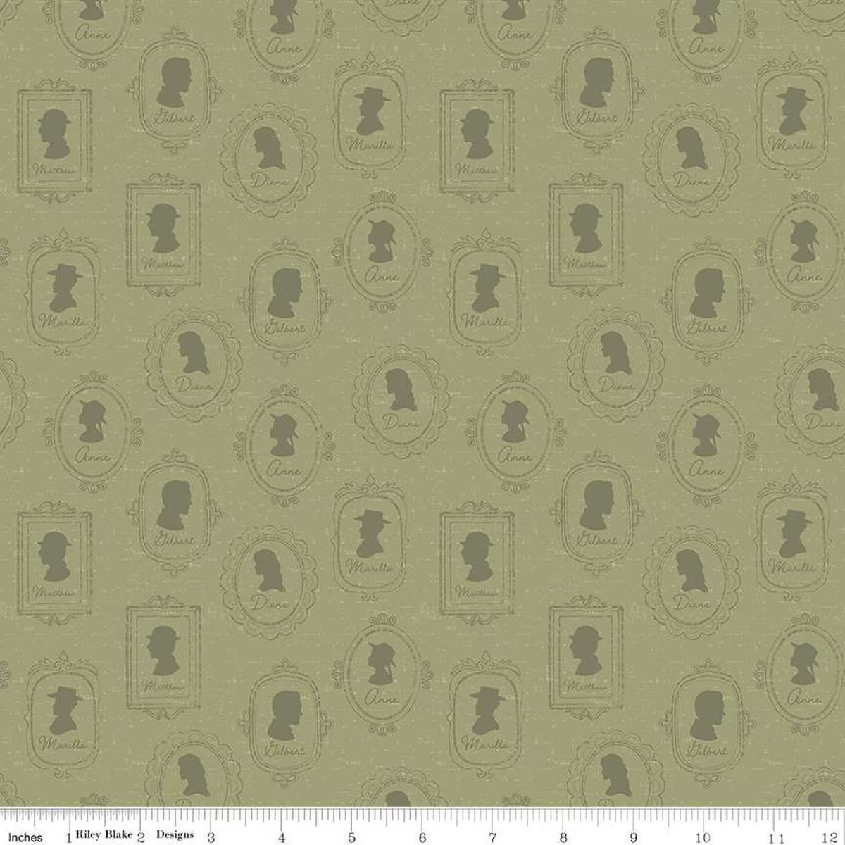 Anne of Green Gables Silhouettes Green Fabric