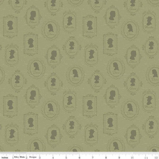 Anne of Green Gables Silhouettes Green Fabric - By the yard