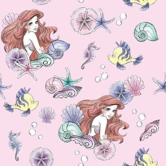 Disney The Little Mermaid Ariel Pink - By the yard