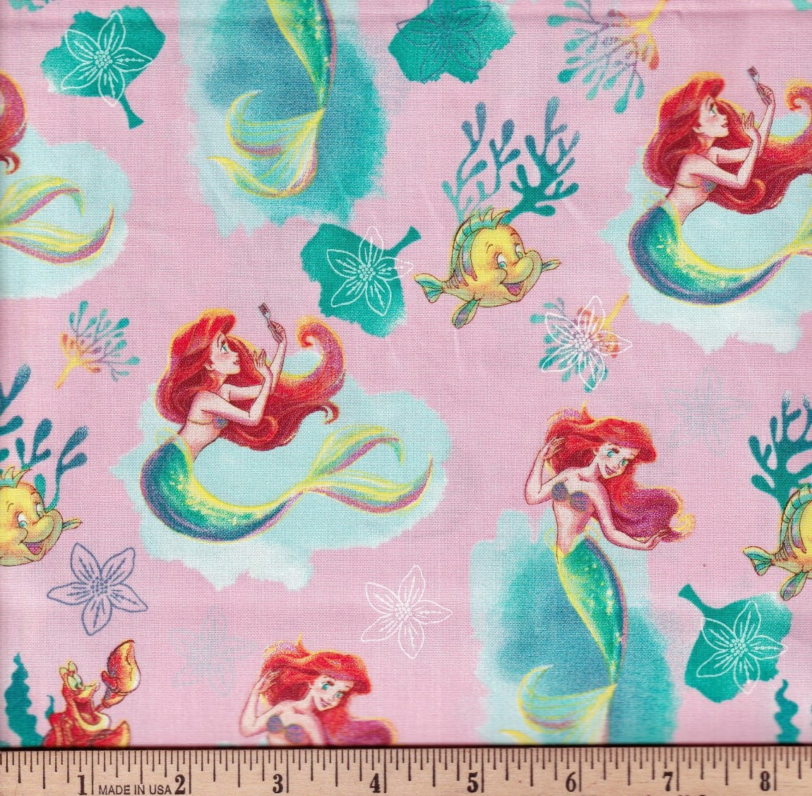 Disney Little Mermaid Ariel & Flounder - By the yard