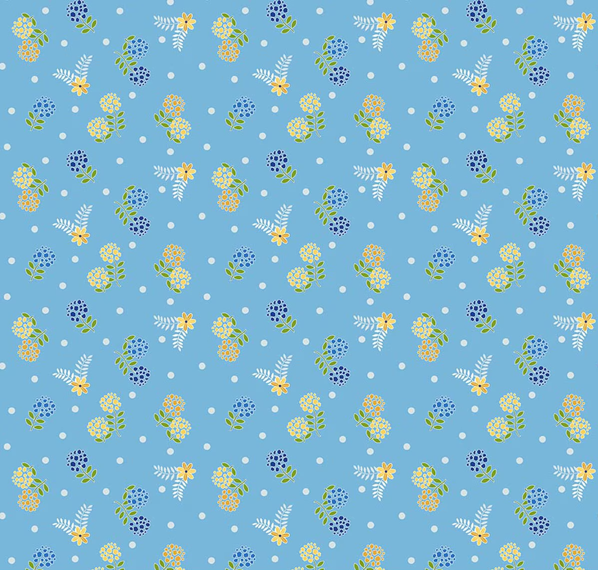 Awakening Blossoms Blue Fabric