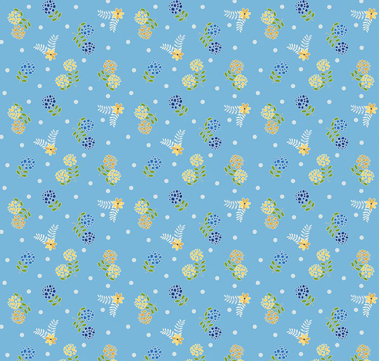 Awakening Blossoms Blue Fabric - By the yard