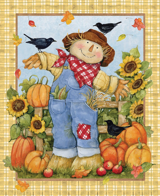 Harvest Scarecrow Fabric Panel 36x44