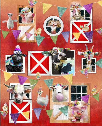 Back to the Farm Fabric Barnyard Friends Panel 36in