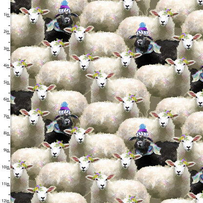 Back to the Farm Black Sheep Fabric - By the yard