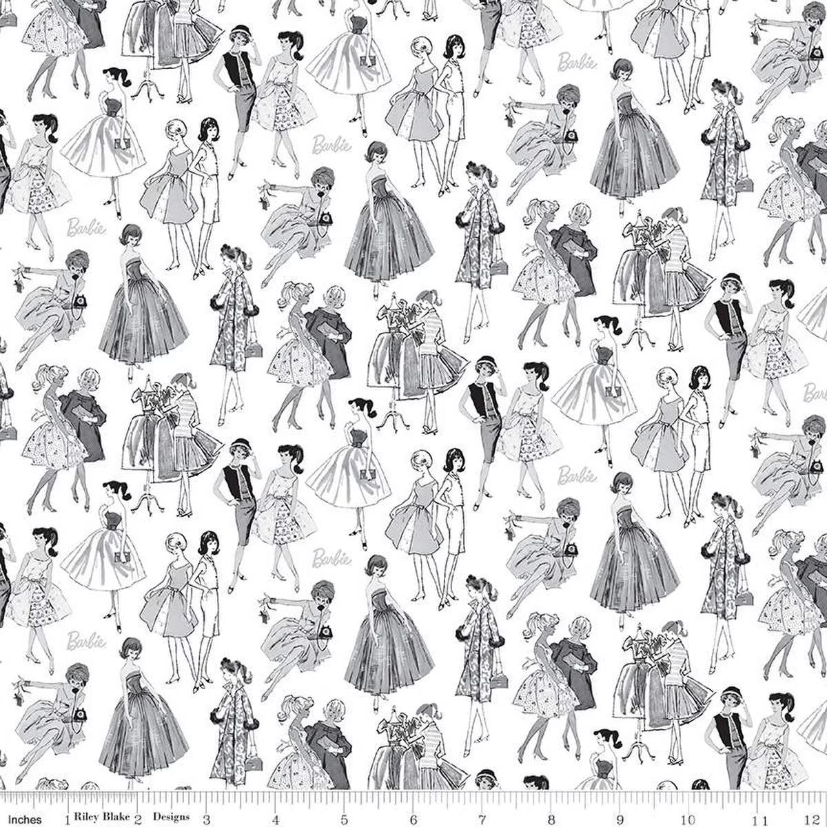 Barbie™ Vintage Tonal White Fabric