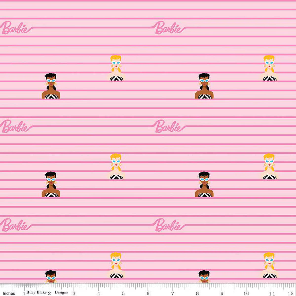 Barbie World Barbie Stripe Pink Fabric - By the yard