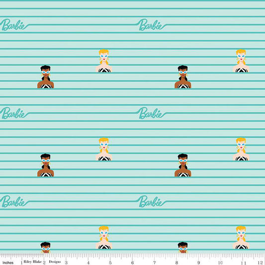 Barbie World Barbie Stripe Powder Fabric - By the yard