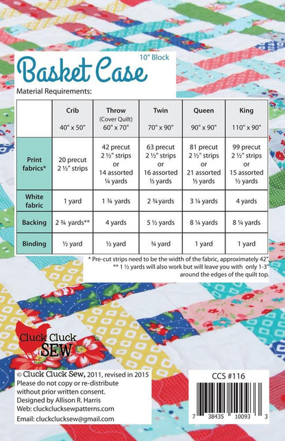 Cluck Cluck Sew Basket Case Quilt Pattern