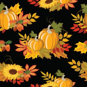 Fat Quarter Autumn Bountiful Blessings Black