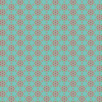 Winter Wonder Medallion Aqua Fabric - By the yard