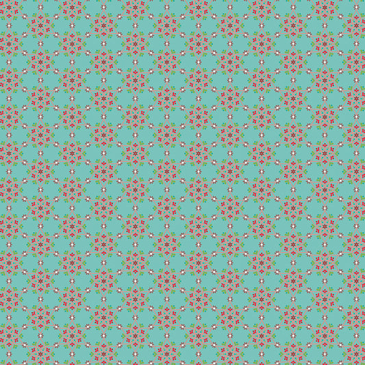 Winter Wonder Medallion Aqua Fabric - By the yard