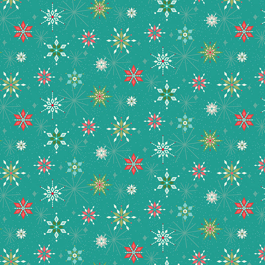 Winter Wonder Snowflakes Teal Fabric - By the yard