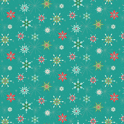 Winter Wonder Snowflakes Teal Fabric - By the yard