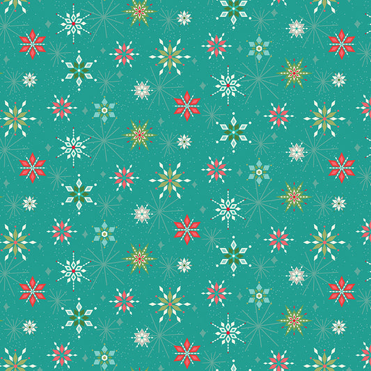 Winter Wonder Snowflakes Teal Fabric - By the yard