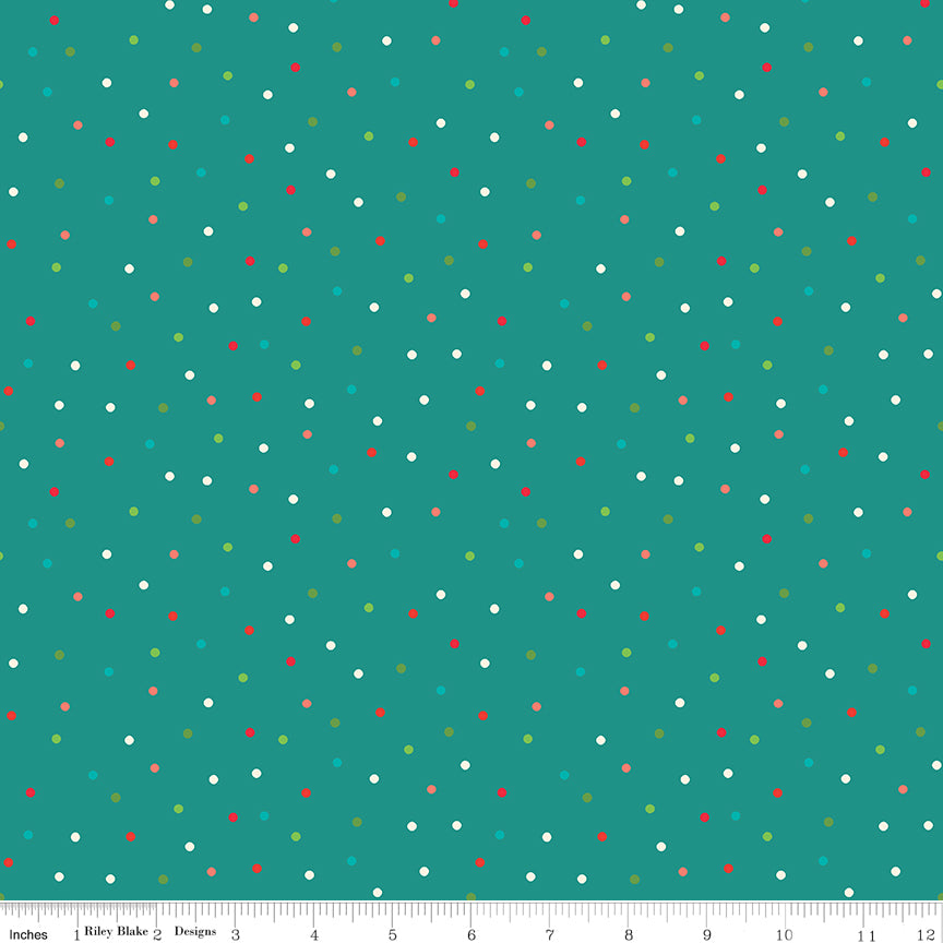 Winter Wonder Dots Aqua Fabric - By the yard