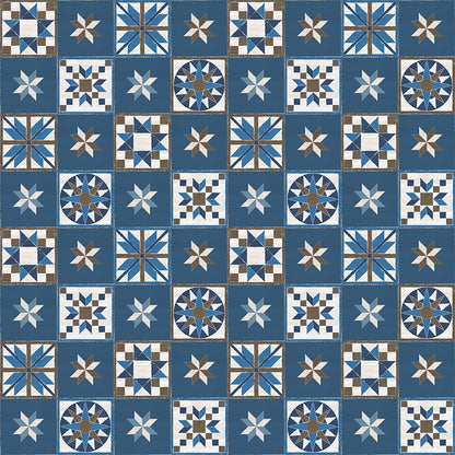 Winter Barn Quilts Blocks Dark Blue Fabric - By the yard