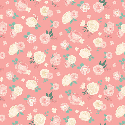 At First Sight Floral Coral Fabric - By the yard