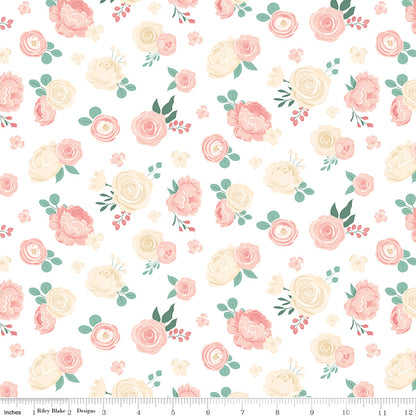 At First Sight Floral Cream Fabric - By the yard