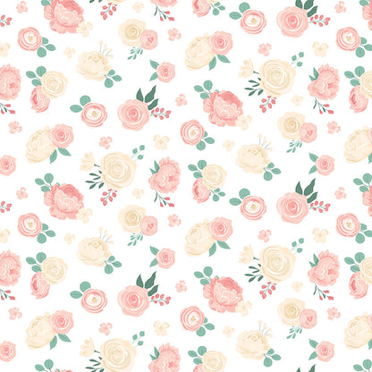 At First Sight Floral Cream Fabric - By the yard