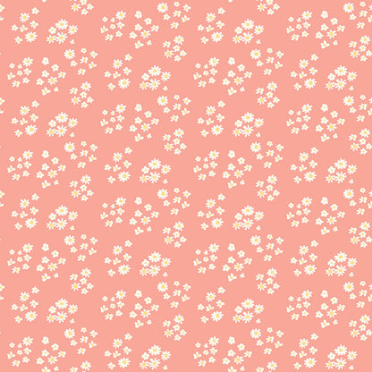 Hello Spring Daisies Coral Fabric - By the yard