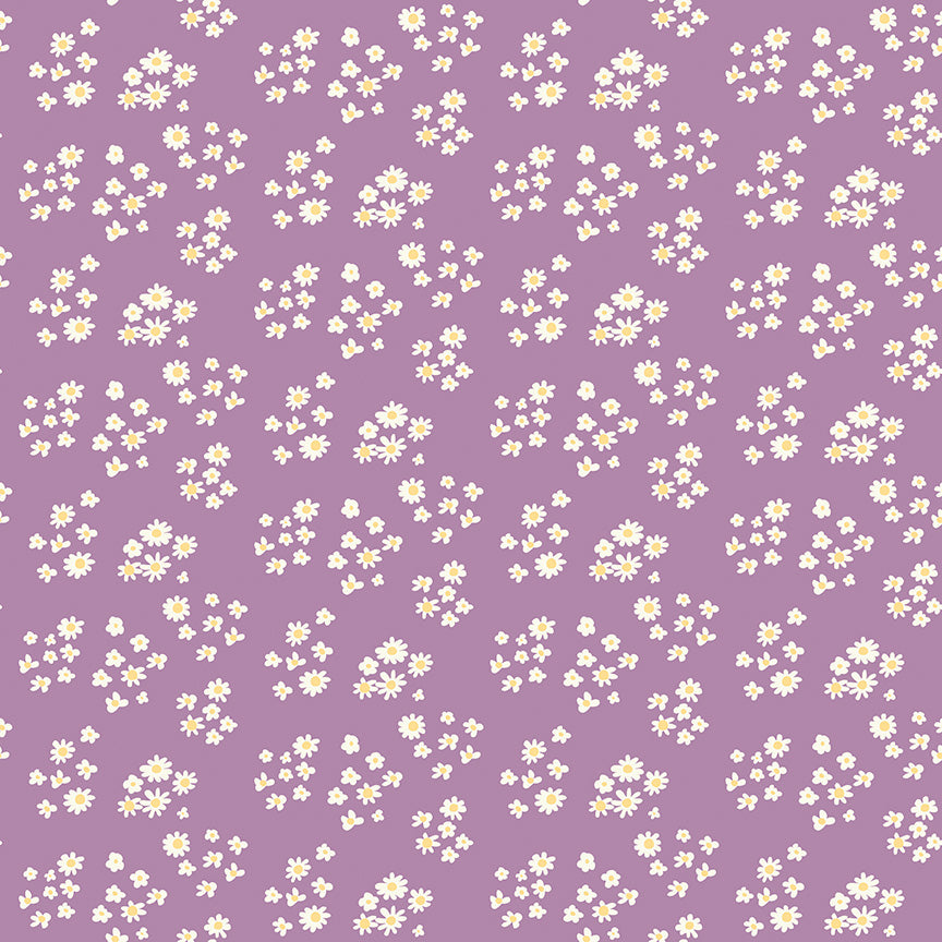 Hello Spring Daisies Lavender Fabric - By the yard
