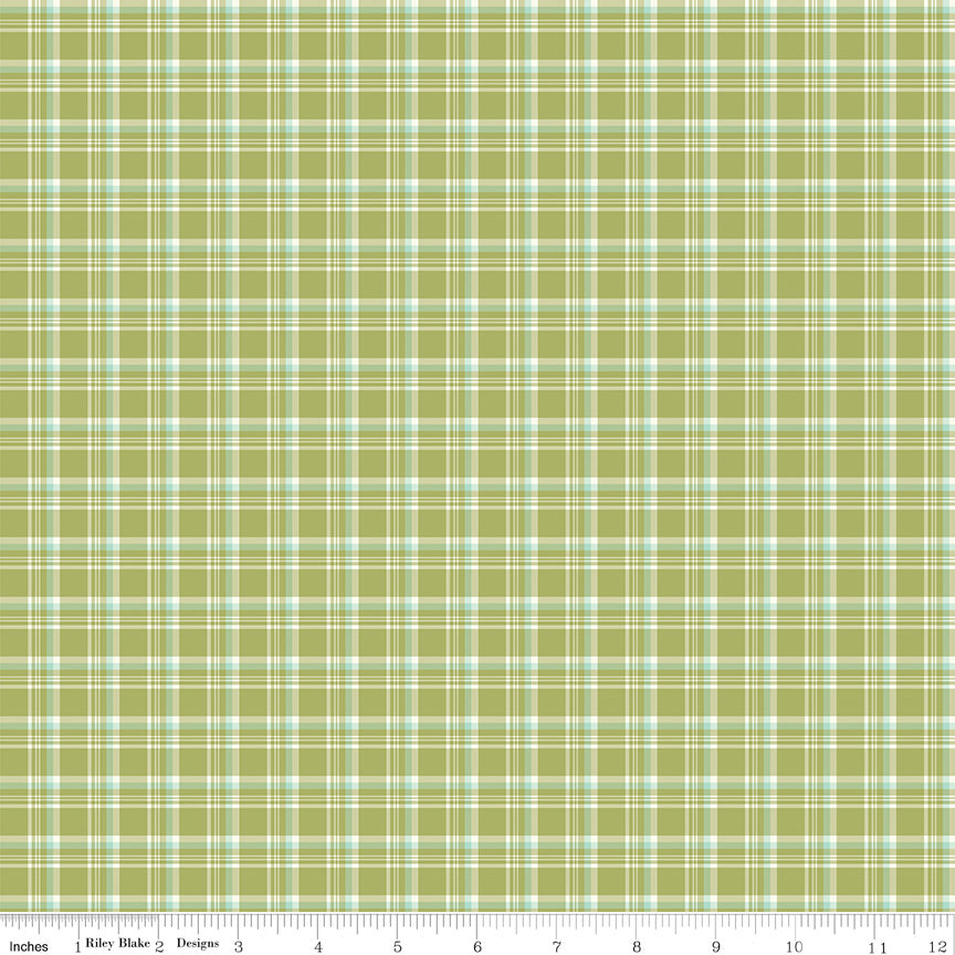 Hello Spring Plaid Green Fabric - By the yard