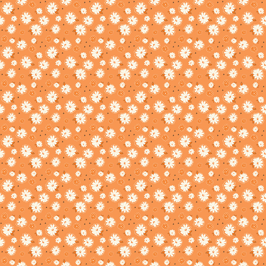 Adel In Summer Zinnias Creamsicle Fabric - By the yard
