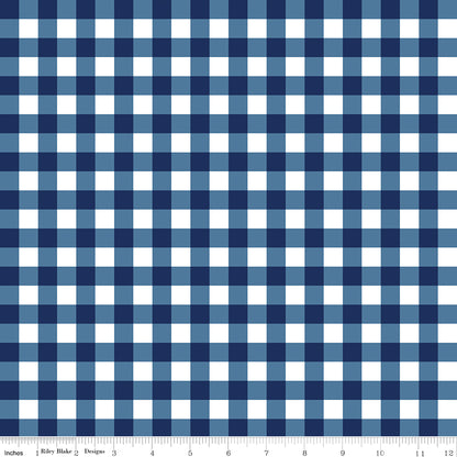 Simply Country Gingham Blue Fabric - By the yard