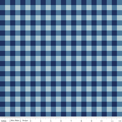 Simply Country Gingham Navy Fabric - By the yard