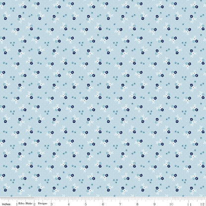 Simply Country Floral Blue Fabric - By the yard