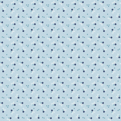 Simply Country Floral Blue Fabric - By the yard