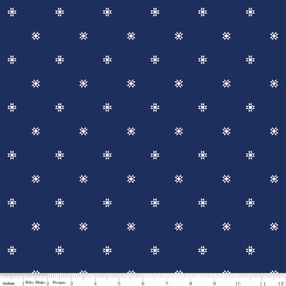Simply Country Quilt Stars Navy Fabric - By the yard