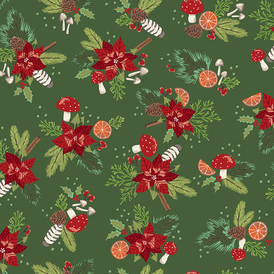 Yuletide Forest Main Green Fabric - By the yard