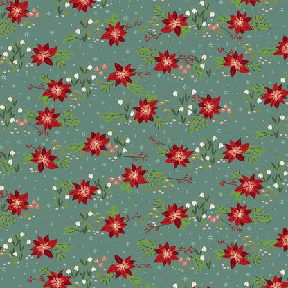Yuletide Forest Floral Sage Fabric - By the yard