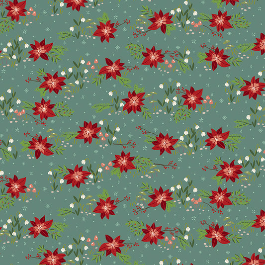 Yuletide Forest Floral Sage Fabric - By the yard